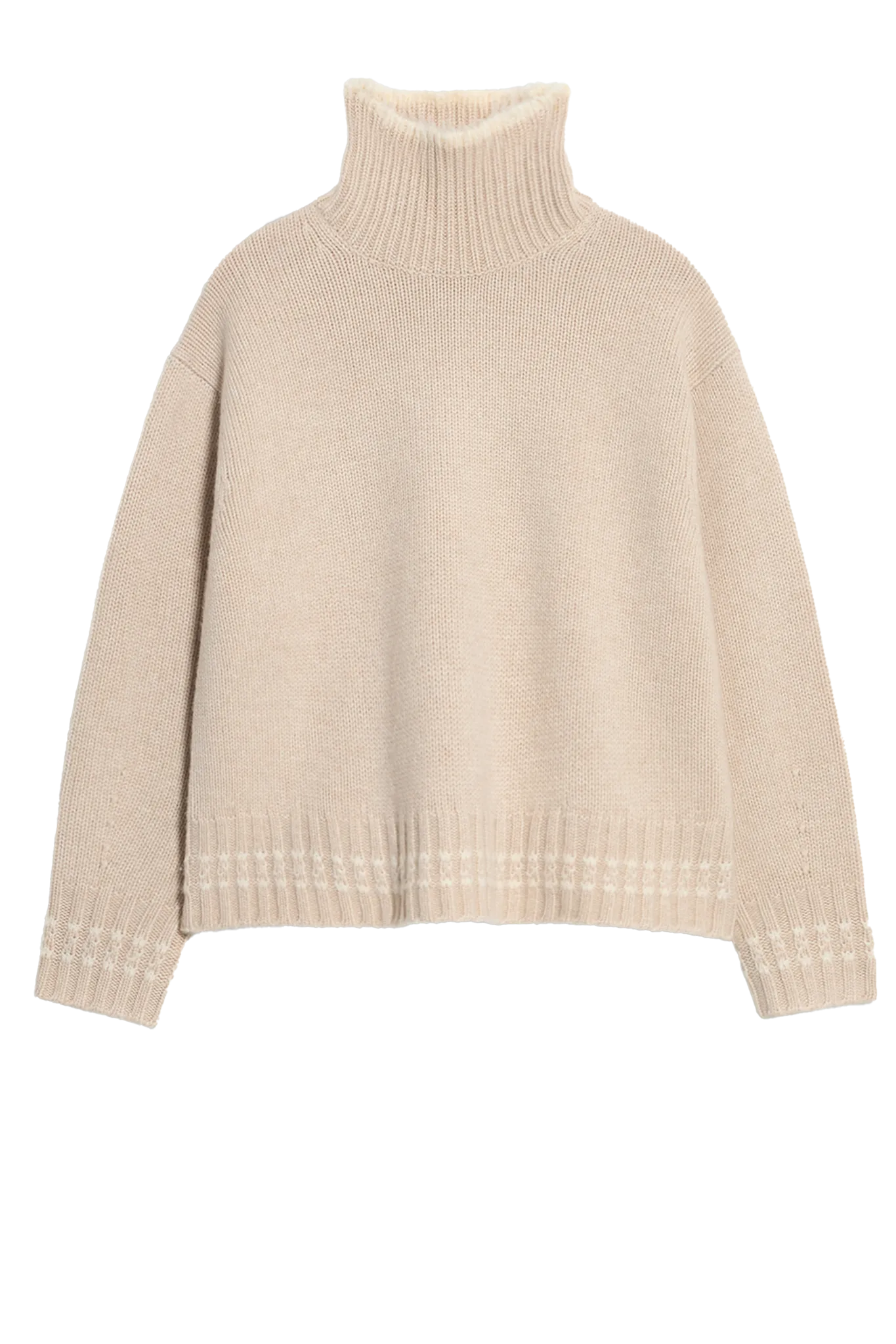 Pullover Tipped Cozy Turtleneck  in Sandstone/Cream