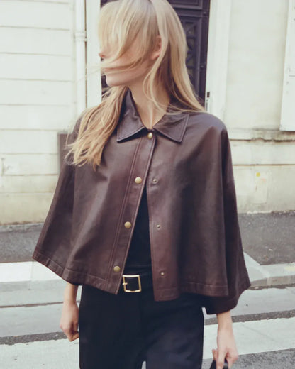 Lederjacke Ines in Dark Brown