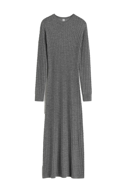 Strick Kleid Cable Knit in Grey Melange