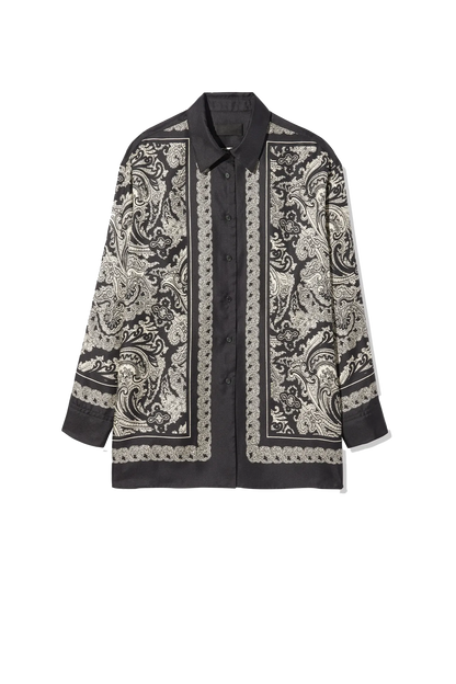 Shirt Alfie Printed Silk in Black/ivory