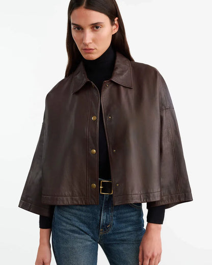 Lederjacke Ines in Dark Brown
