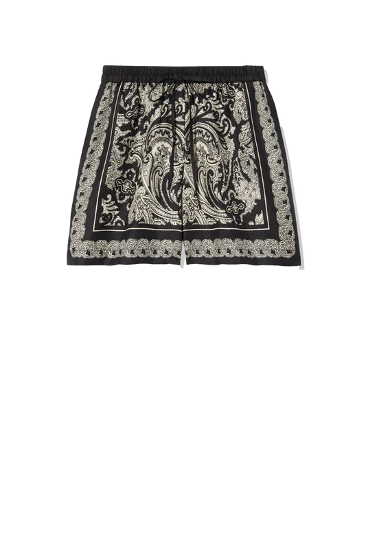 Short Frances Silk in Black/Ivory