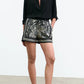 Short Frances Silk in Black/Ivory