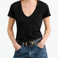T-Shirt Carol V-Neck in Jet Black NEW