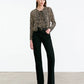 Cardigan Keelah Cashmere in Taupe/Black Cheetah