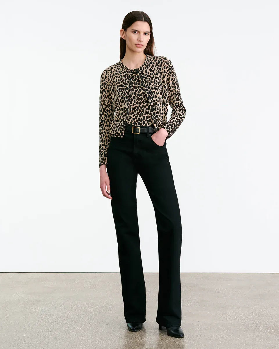 Cardigan Keelah Cashmere in Taupe/Black Cheetah