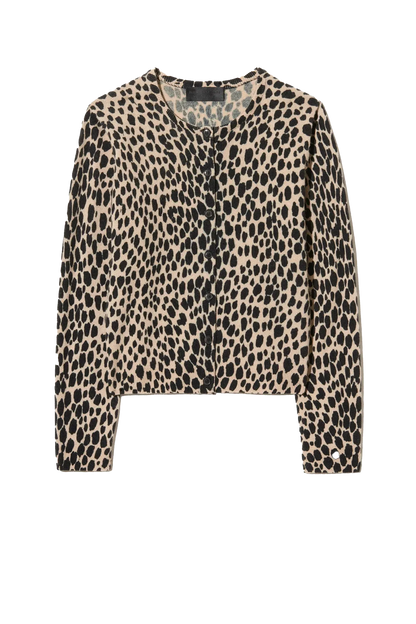 Cardigan Keelah Cashmere in Taupe/Black Cheetah