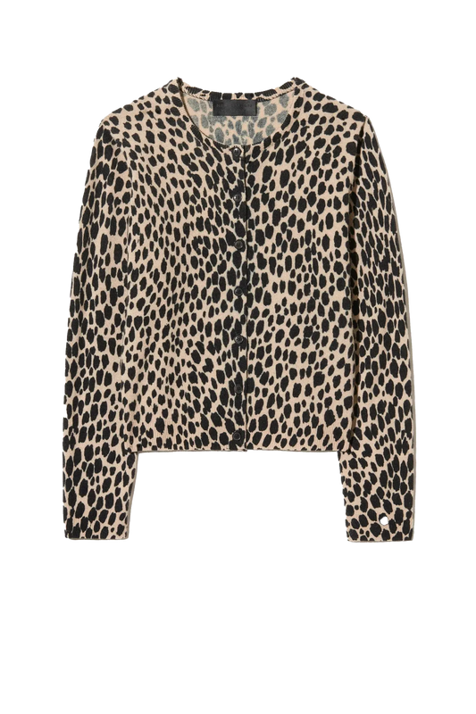 Cardigan Keelah Cashmere in Taupe/Black Cheetah