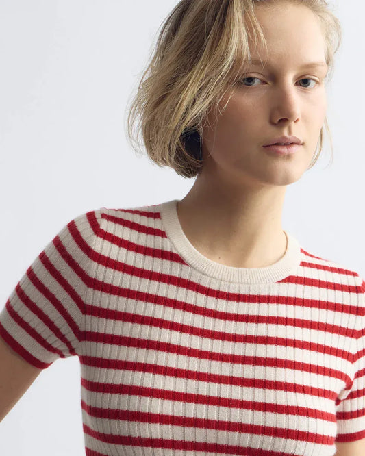 Shirt Alita Stripe in Ivory-Red Stripe