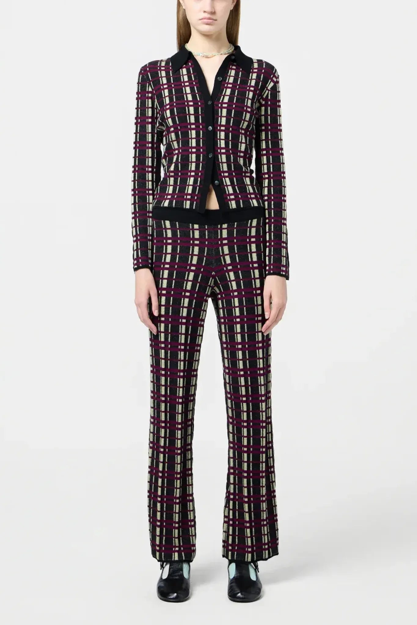 Hose Plaid Flare in Black Combo
