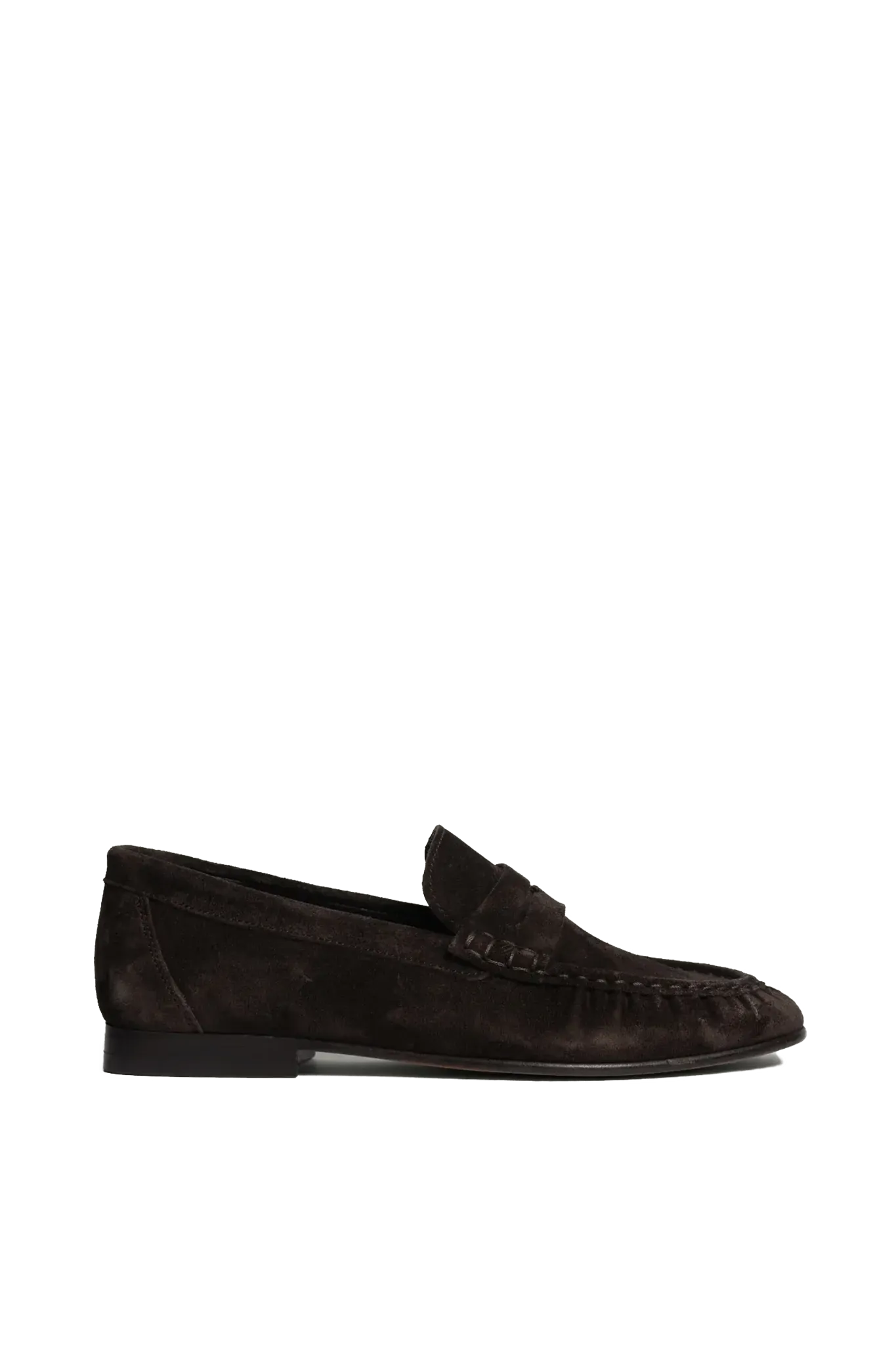 Penny Loafer Wrinkle Suede in Dark Brown