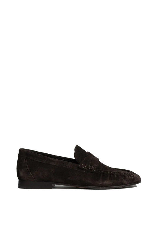 Penny Loafer Wrinkle Suede in Dark Brown