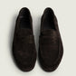 Penny Loafer Wrinkle Suede in Dark Brown