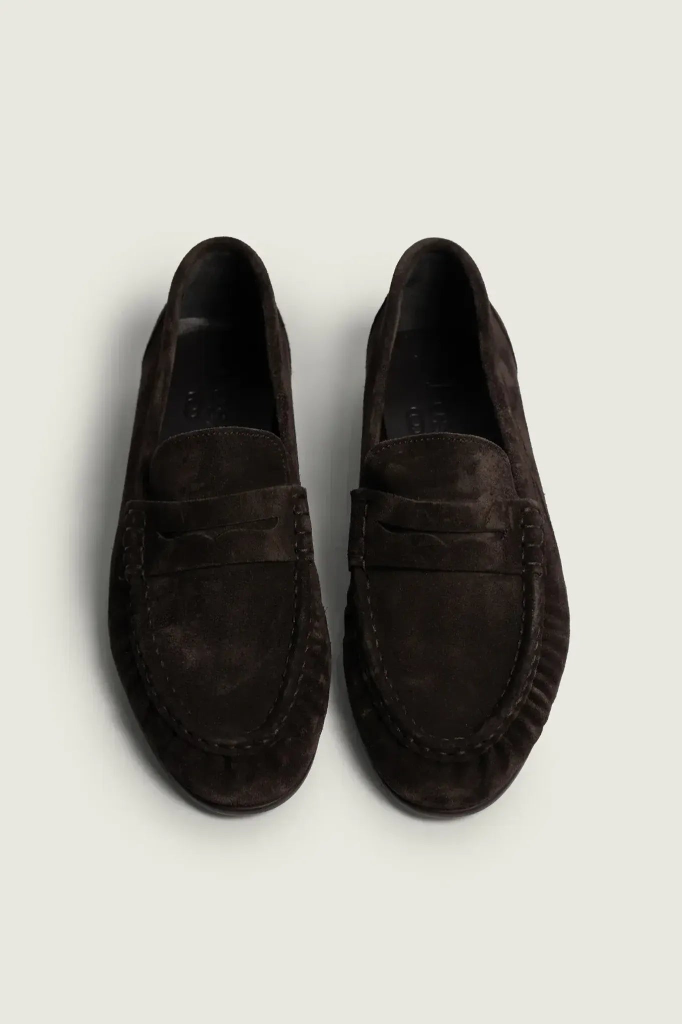 Penny Loafer Wrinkle Suede in Dark Brown