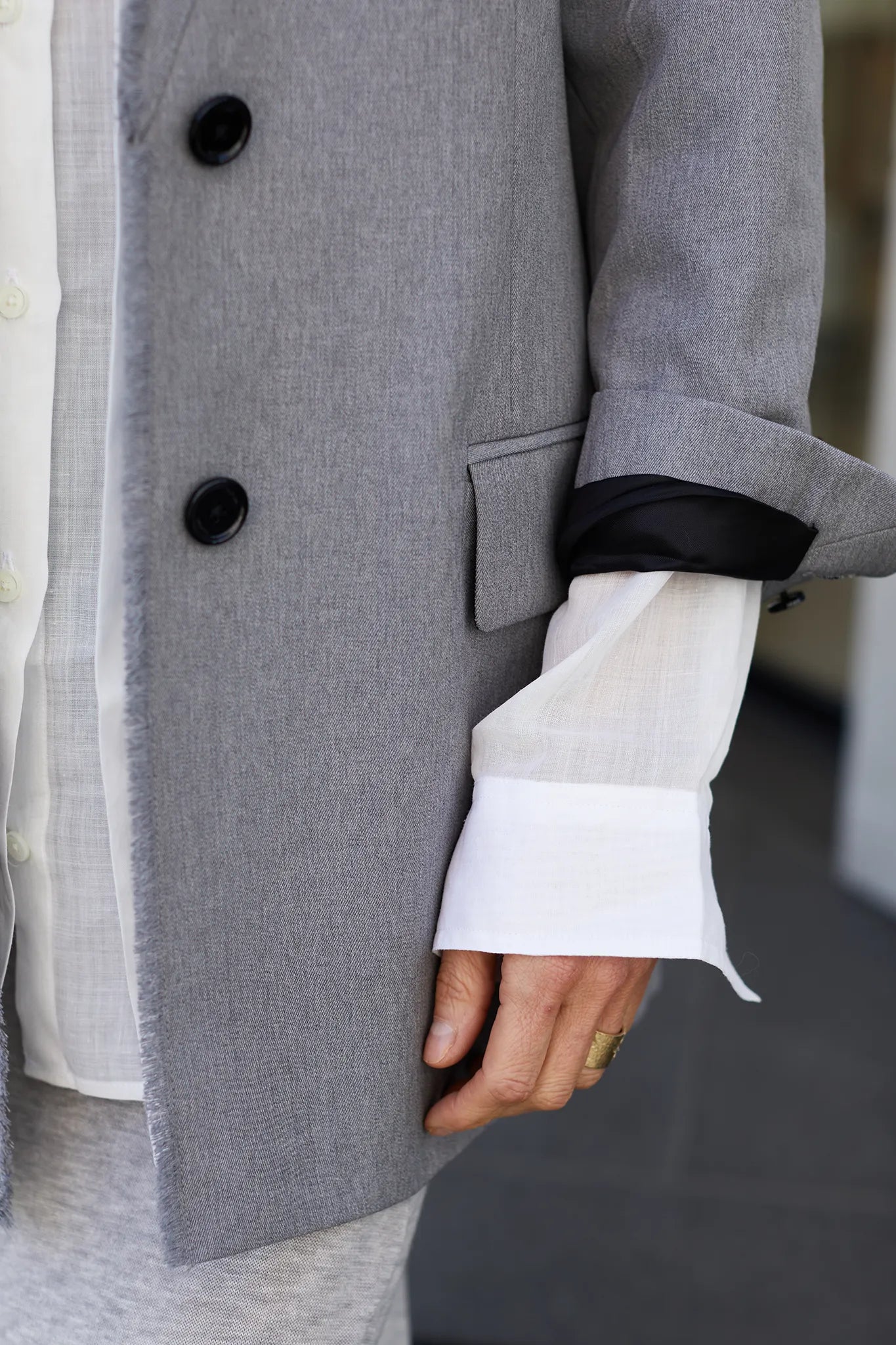 Blazer Raw Lapel in Pale Grey