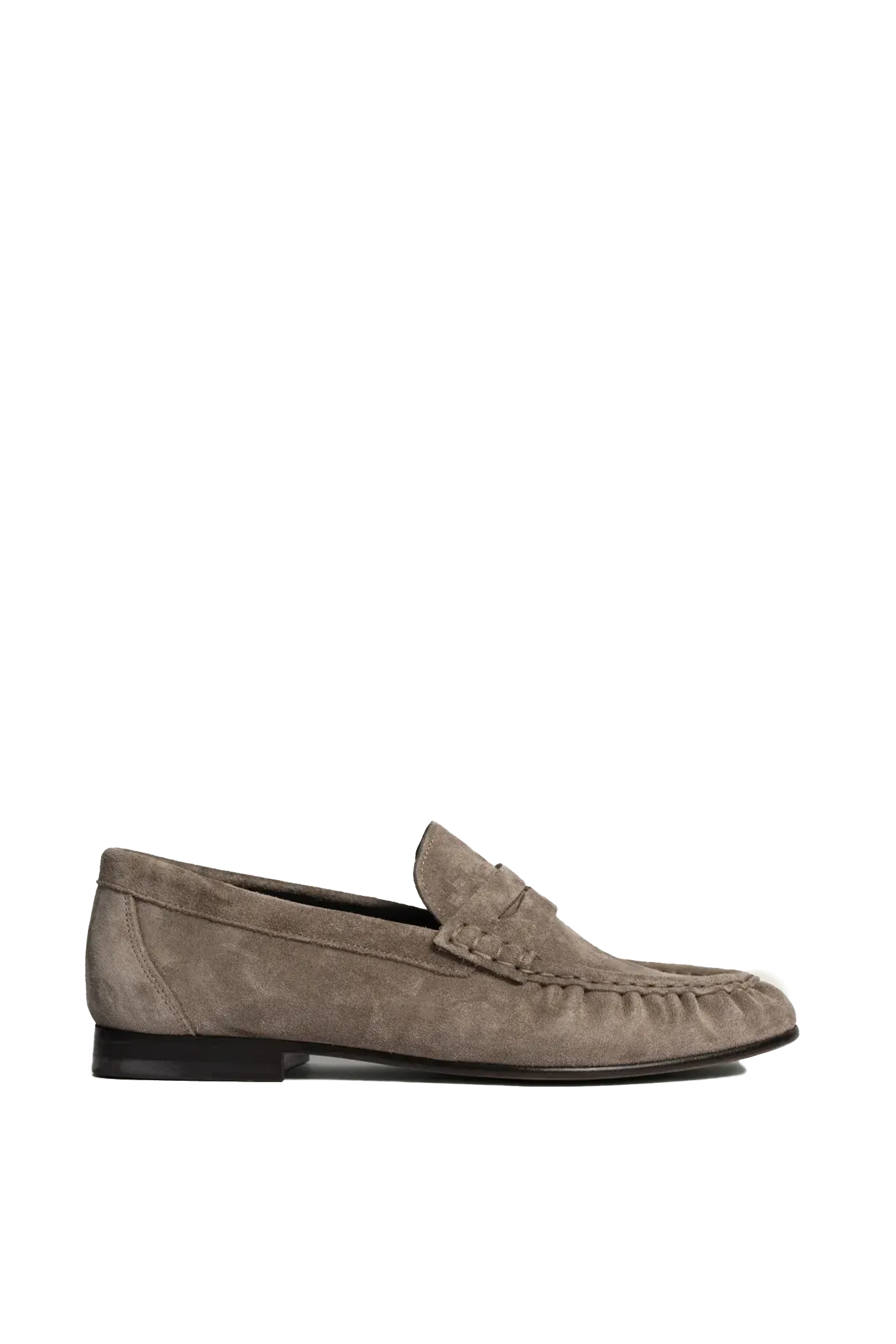 Penny Loafer Wrinkle Suede in Drizzle