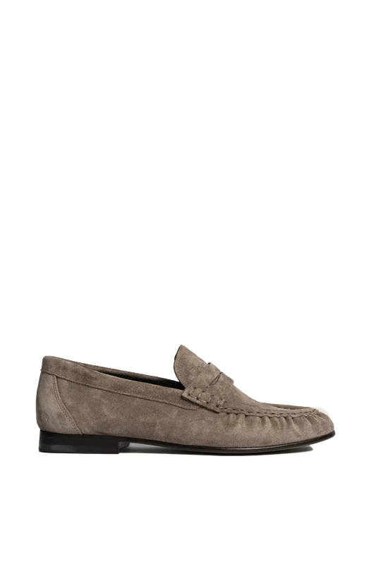 Penny Loafer Wrinkle Suede in Drizzle