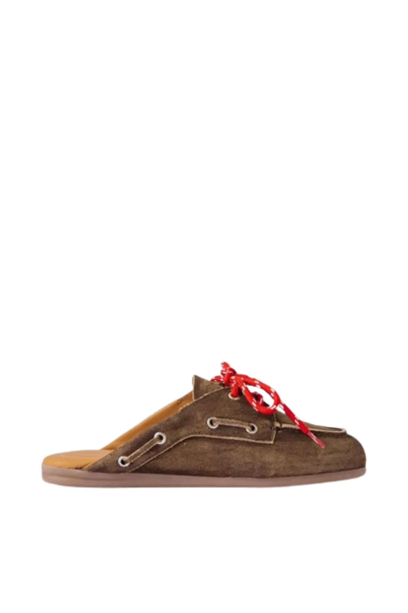 Boat Loafer Mule Suede in Dark Brown