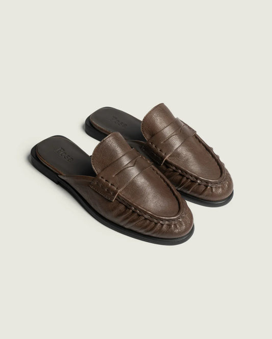 Penny Mule Leather in Saddle Brown