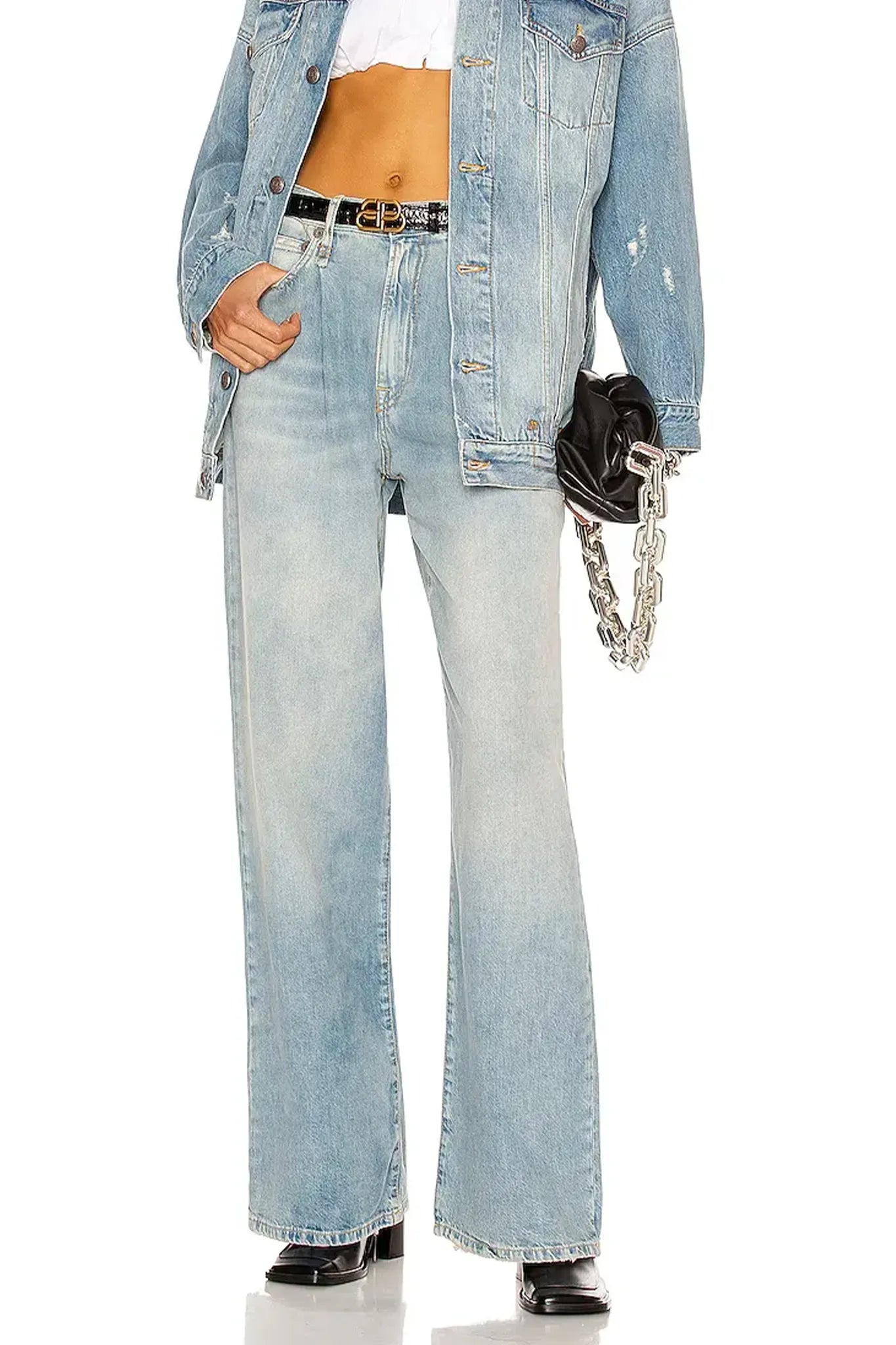 Jeans Damon Pleated Wide Leg in Lennon Blue