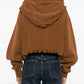 Hoodie Balloon Zip-Up in Light Brown