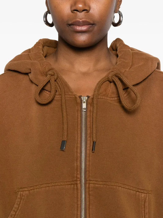 Hoodie Balloon Zip-Up in Light Brown