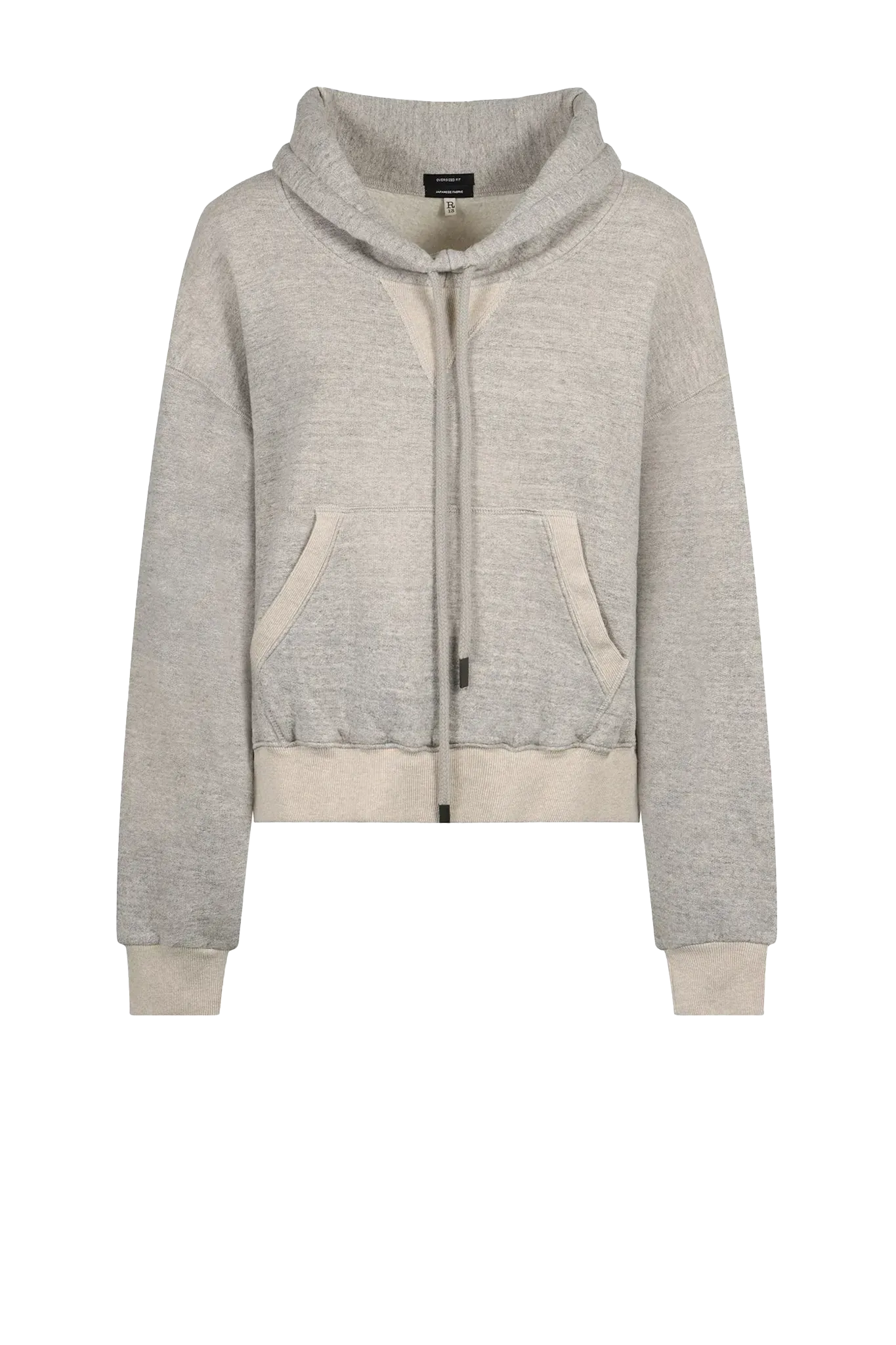Hoodie Cinched Hem Popover in Heather Grey Oatmeal