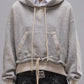 Hoodie Cinched Hem Popover in Heather Grey Oatmeal