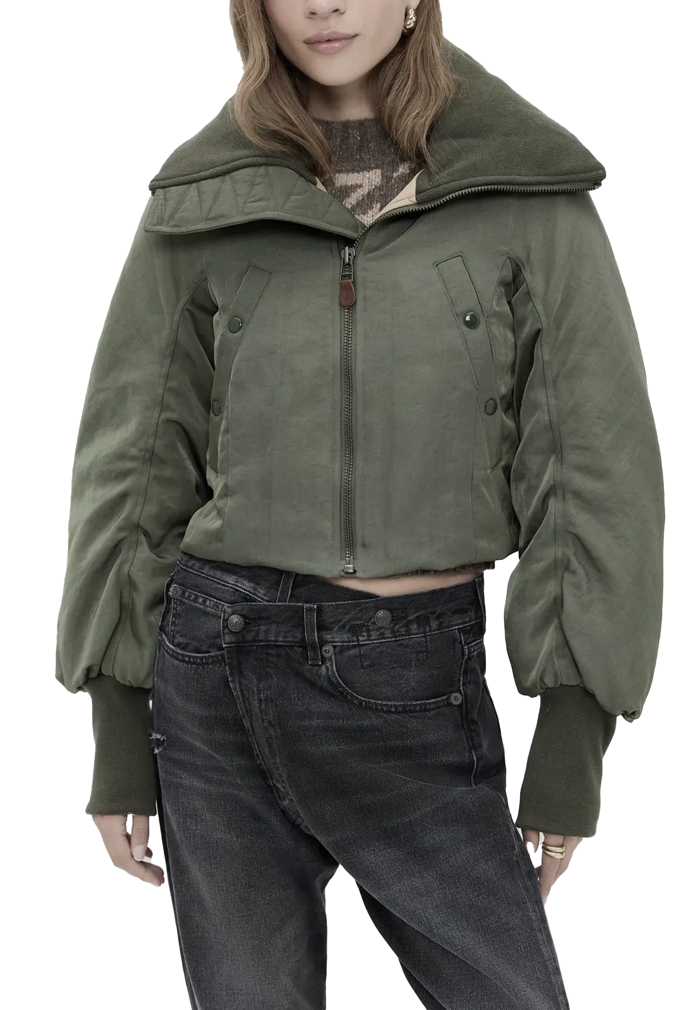 Jacke Oversized Padded Flight in Olive Green