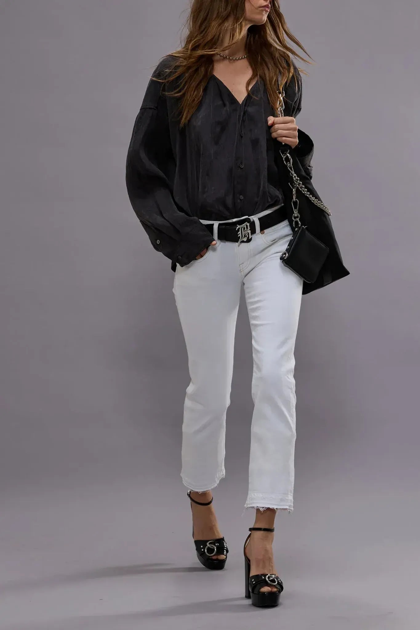 Jeans Boy Straight Aerin in White Stretch