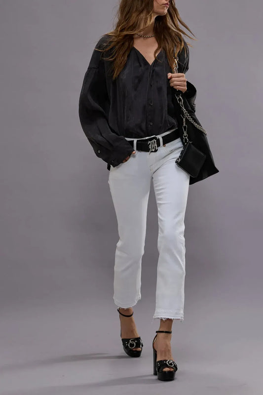 Jeans Boy Straight Aerin in White Stretch