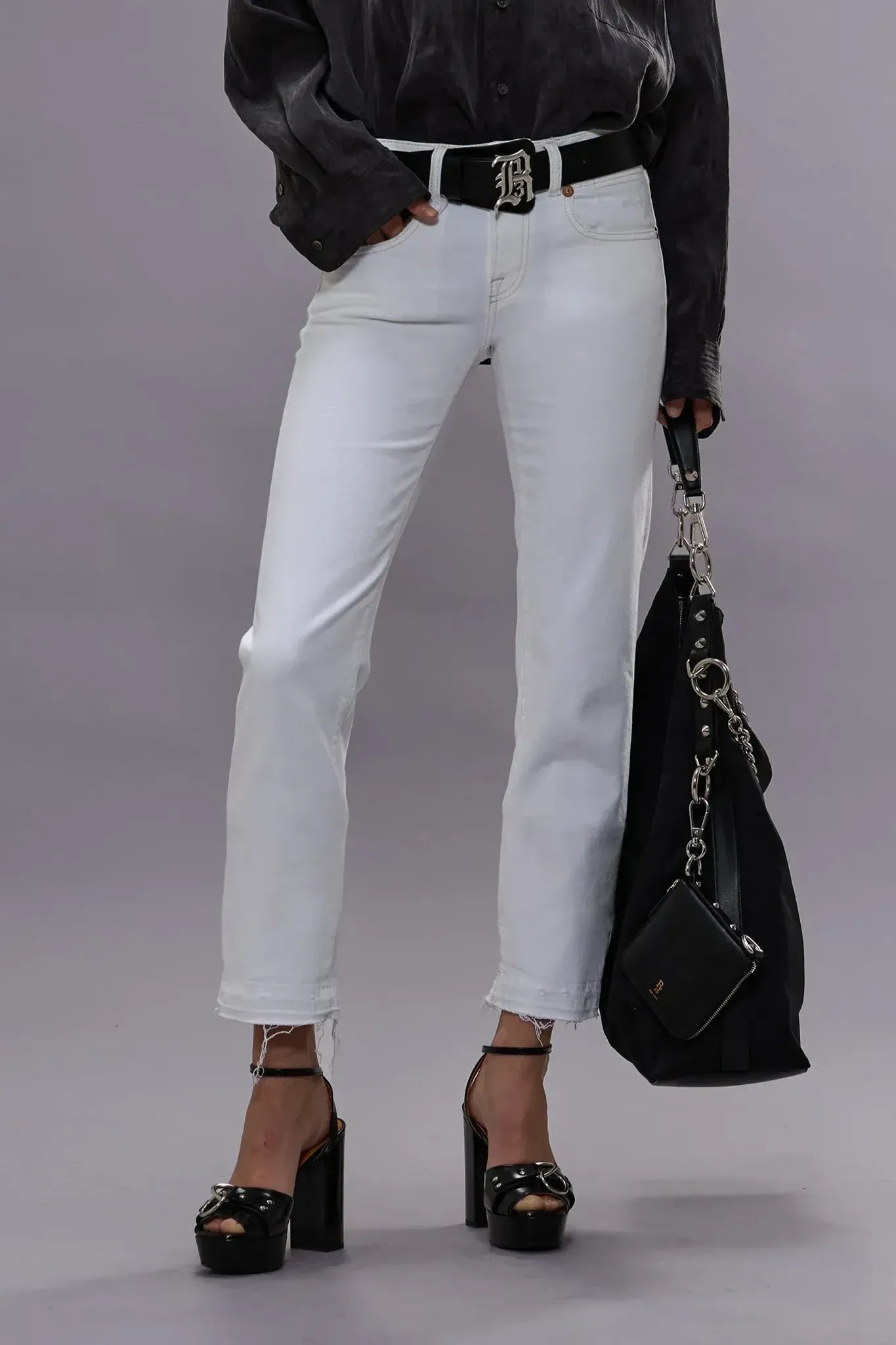 Jeans Boy Straight Aerin in White Stretch