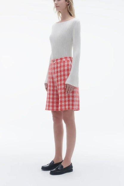 Shirt Rib Flare Top in Cream