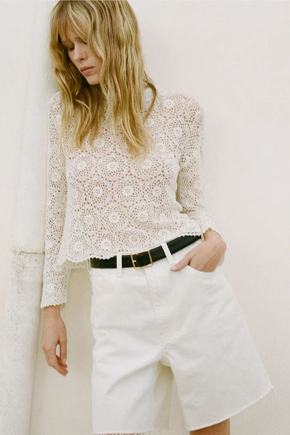 Denim Short Russel in Cream
