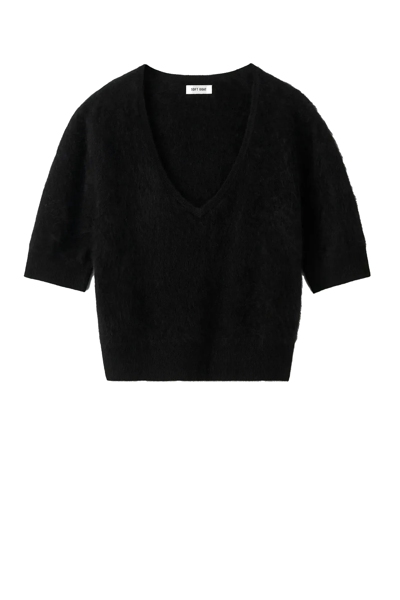 Shirt Brushed V-Neck  in Black