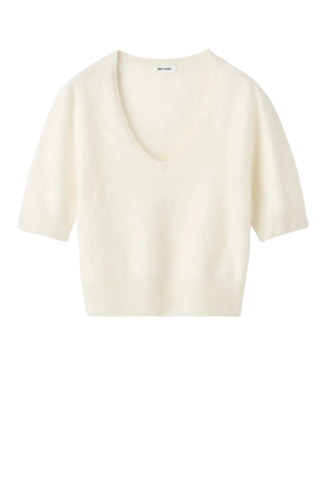 Shirt Brushed V-Neck  in Feather White