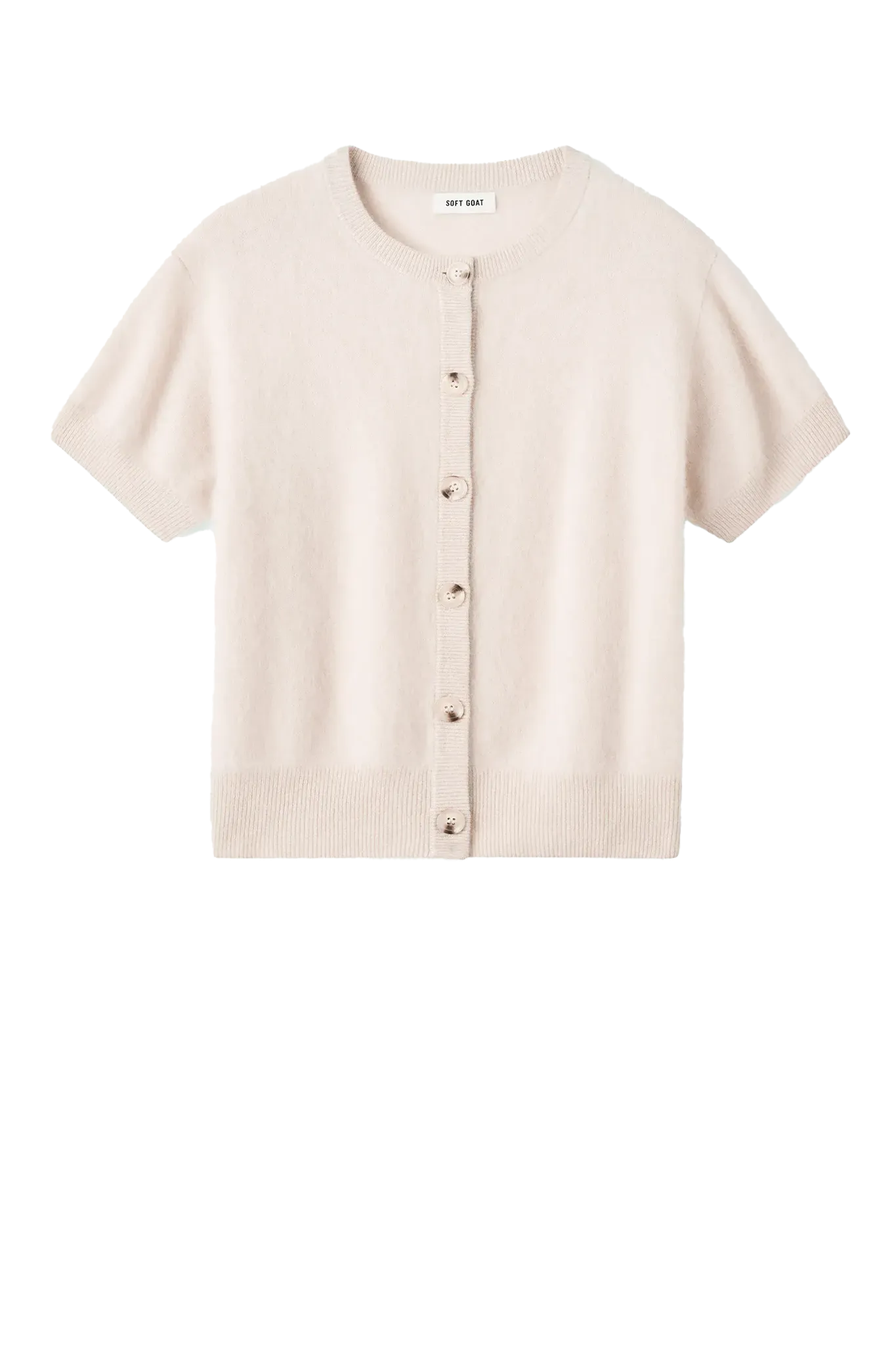 Cardigan Brushed Short Sleeve in Powder