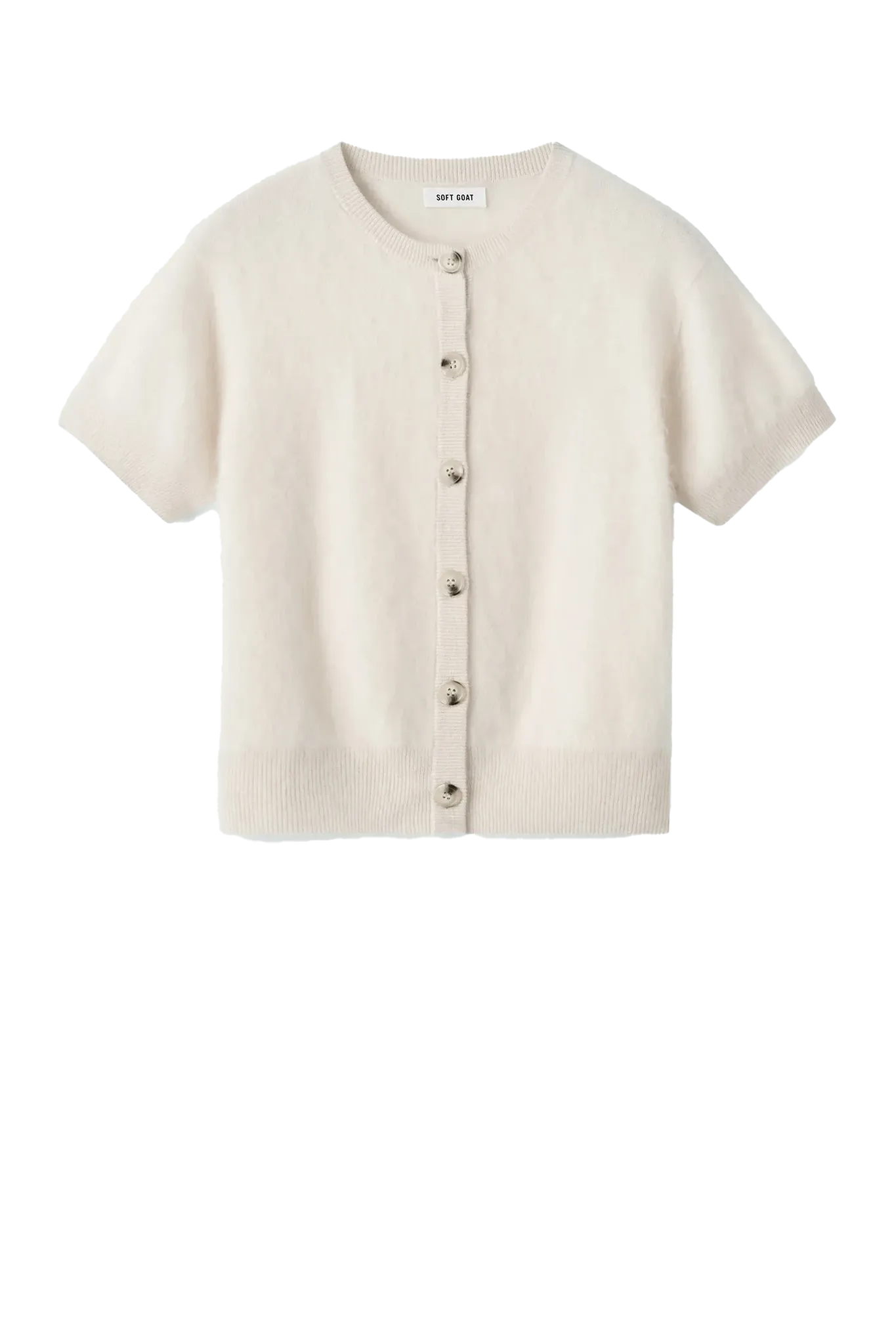 Cardigan Brushed Short Sleeve in Chalk