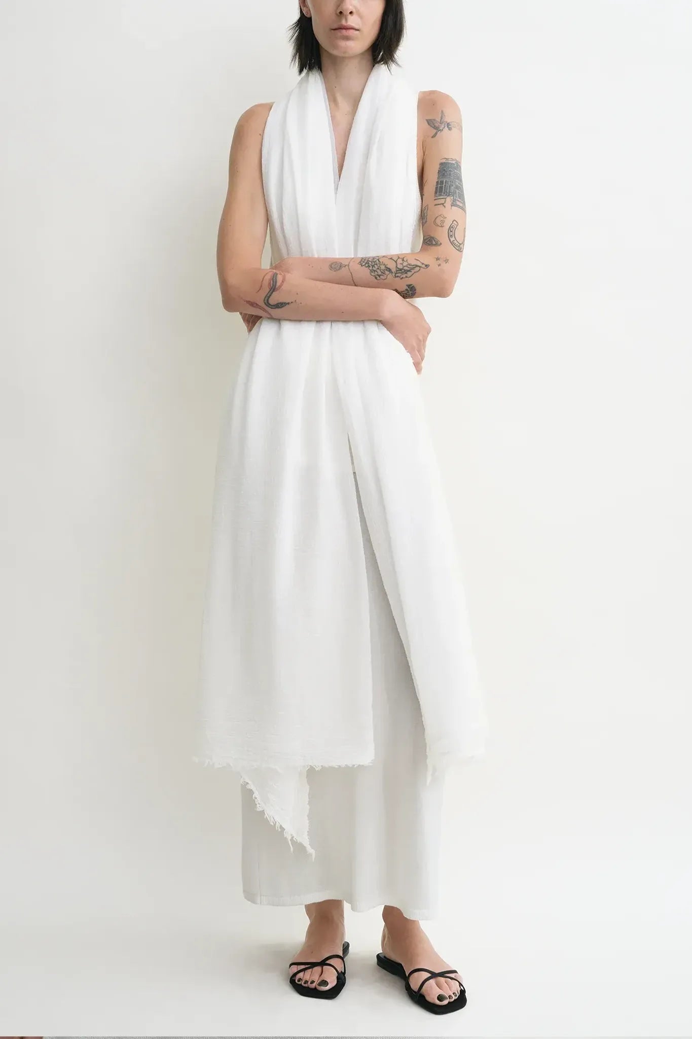 Schal Crinkled in White