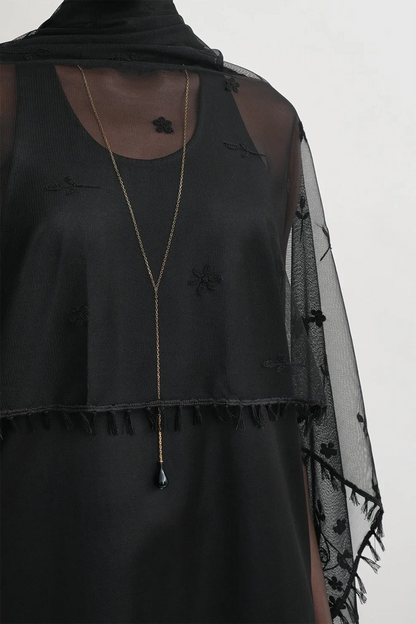 Schal Floral Tulle Shawl in Black