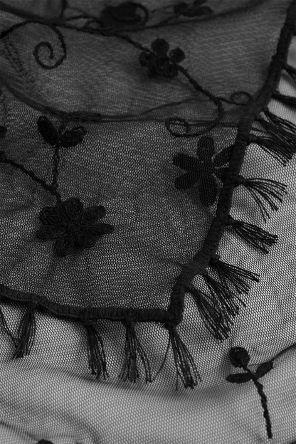 Schal Floral Tulle Shawl in Black