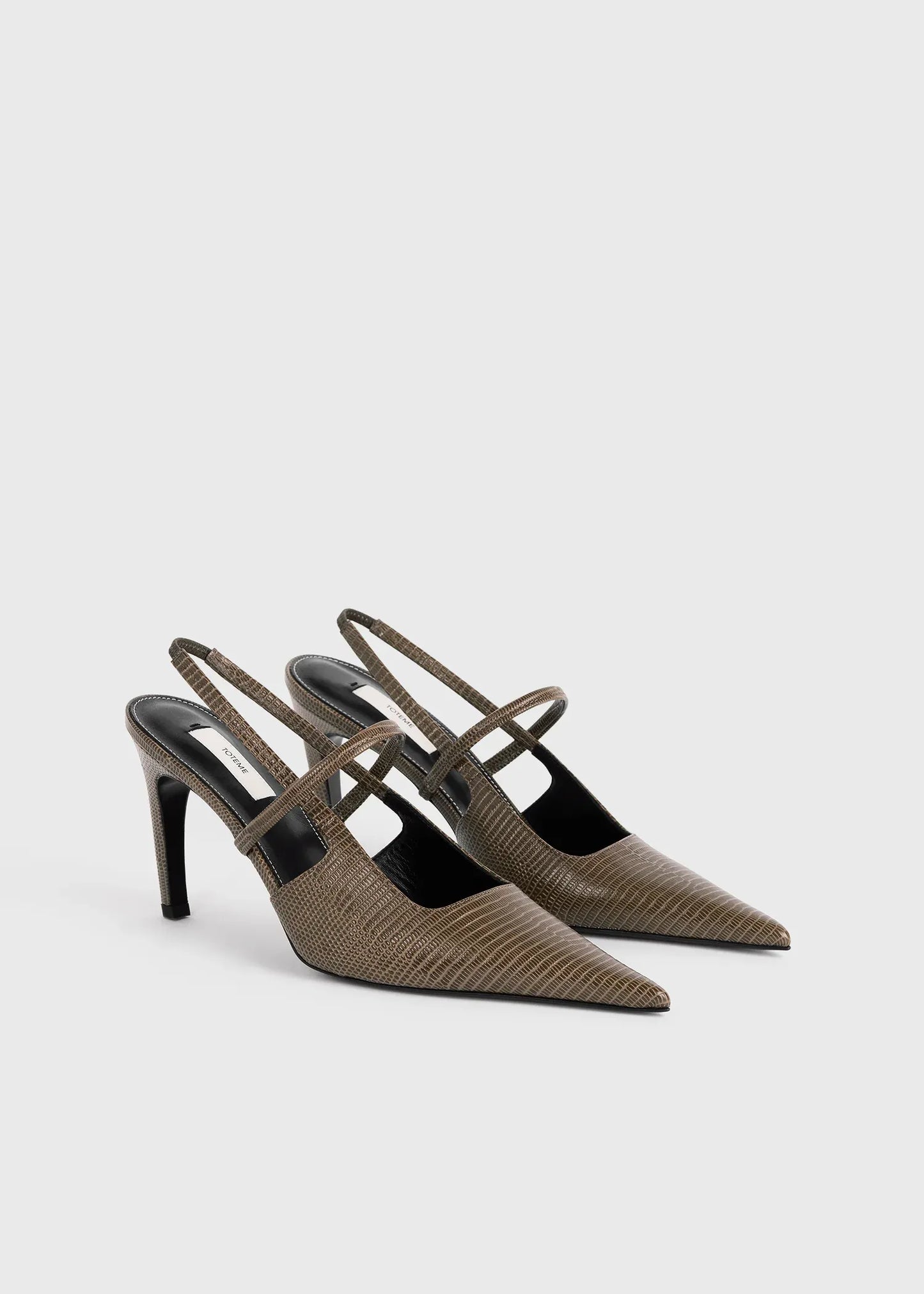 Pumps Lizard Embossed in Dark Olive