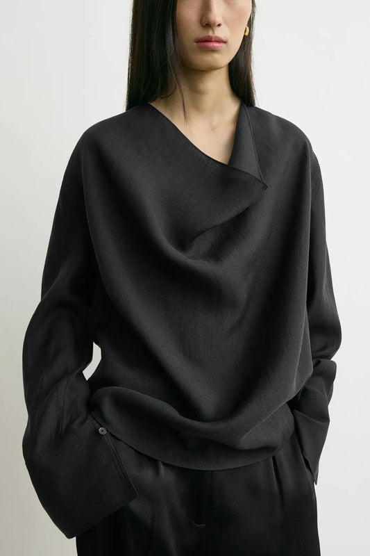 Bluse Cowl in Black