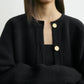 Cardigan Hammered Button in Black