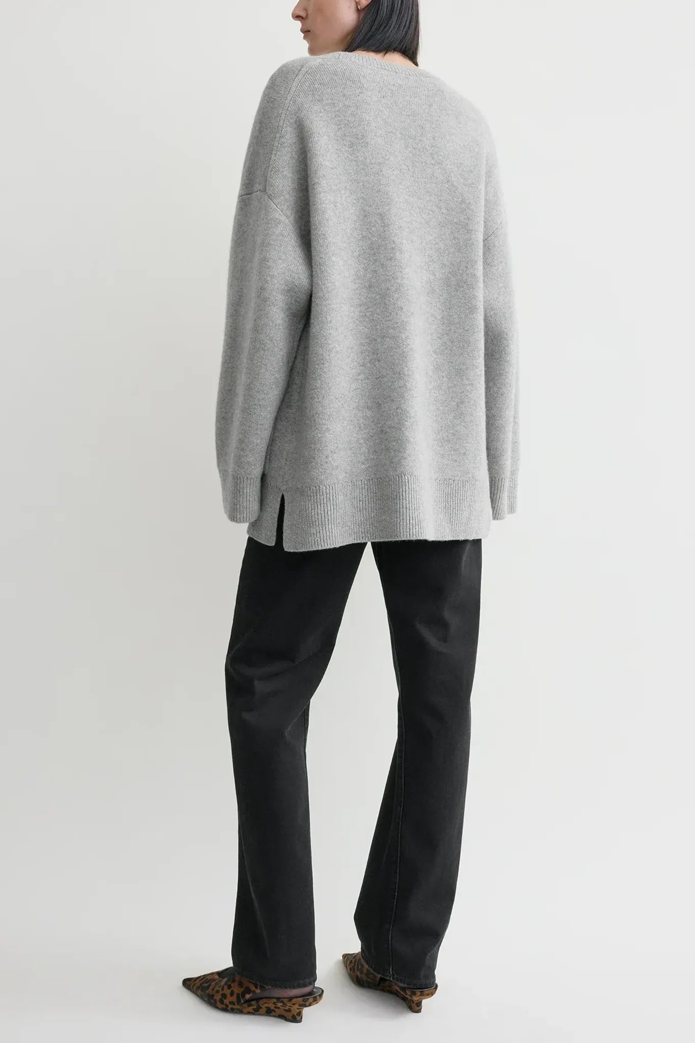 Cardigan Longline in Pale Grey Melange