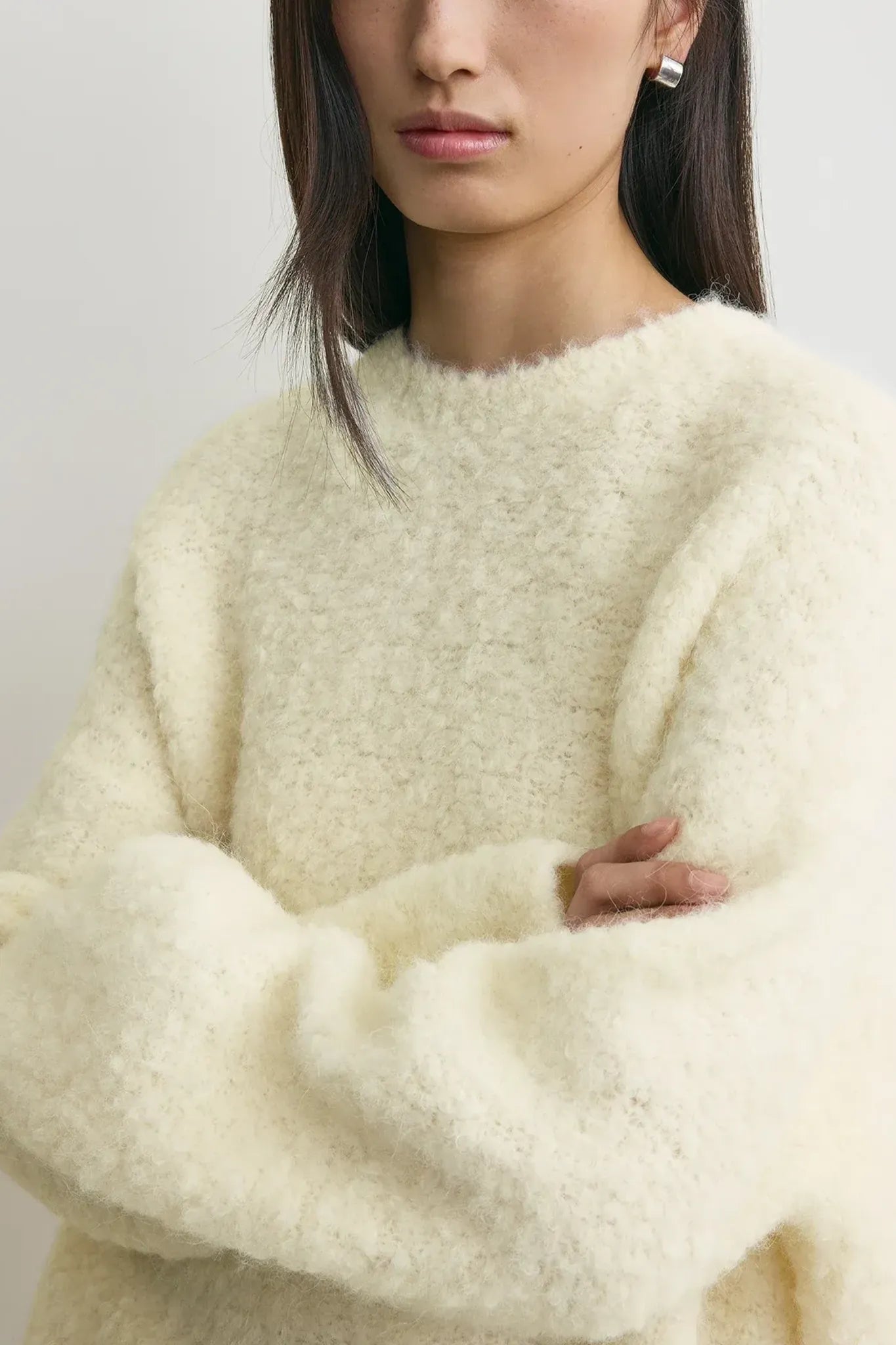 Pullover Boxy Bouclé Knit in Milk