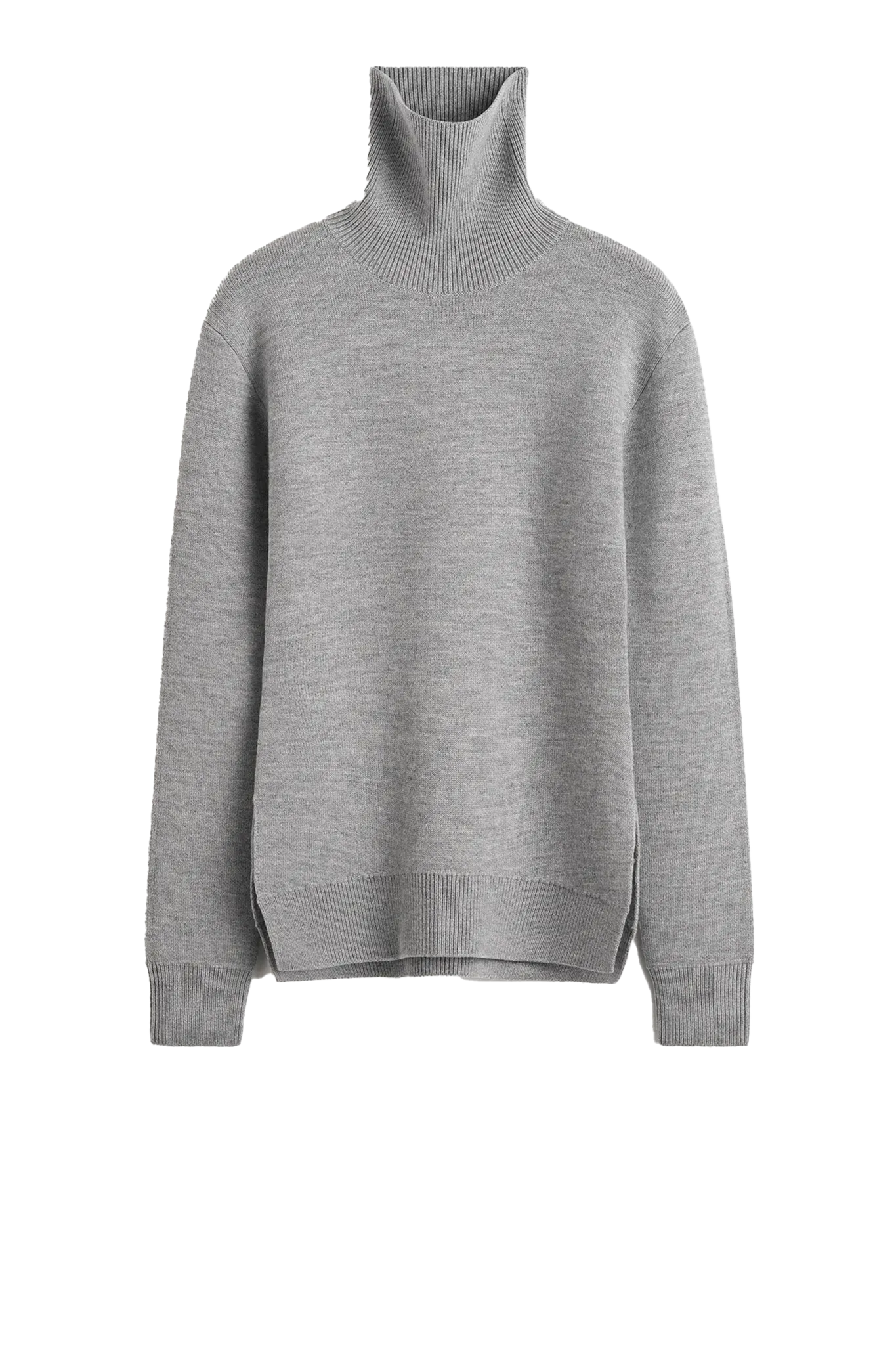 Pullover High-Neck Double Knit in Pale Grey Melange