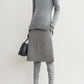 Pullover High-Neck Double Knit in Pale Grey Melange
