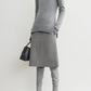 Pullover High-Neck Double Knit in Pale Grey Melange