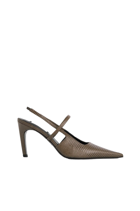 Pumps Lizard Embossed in Dark Olive